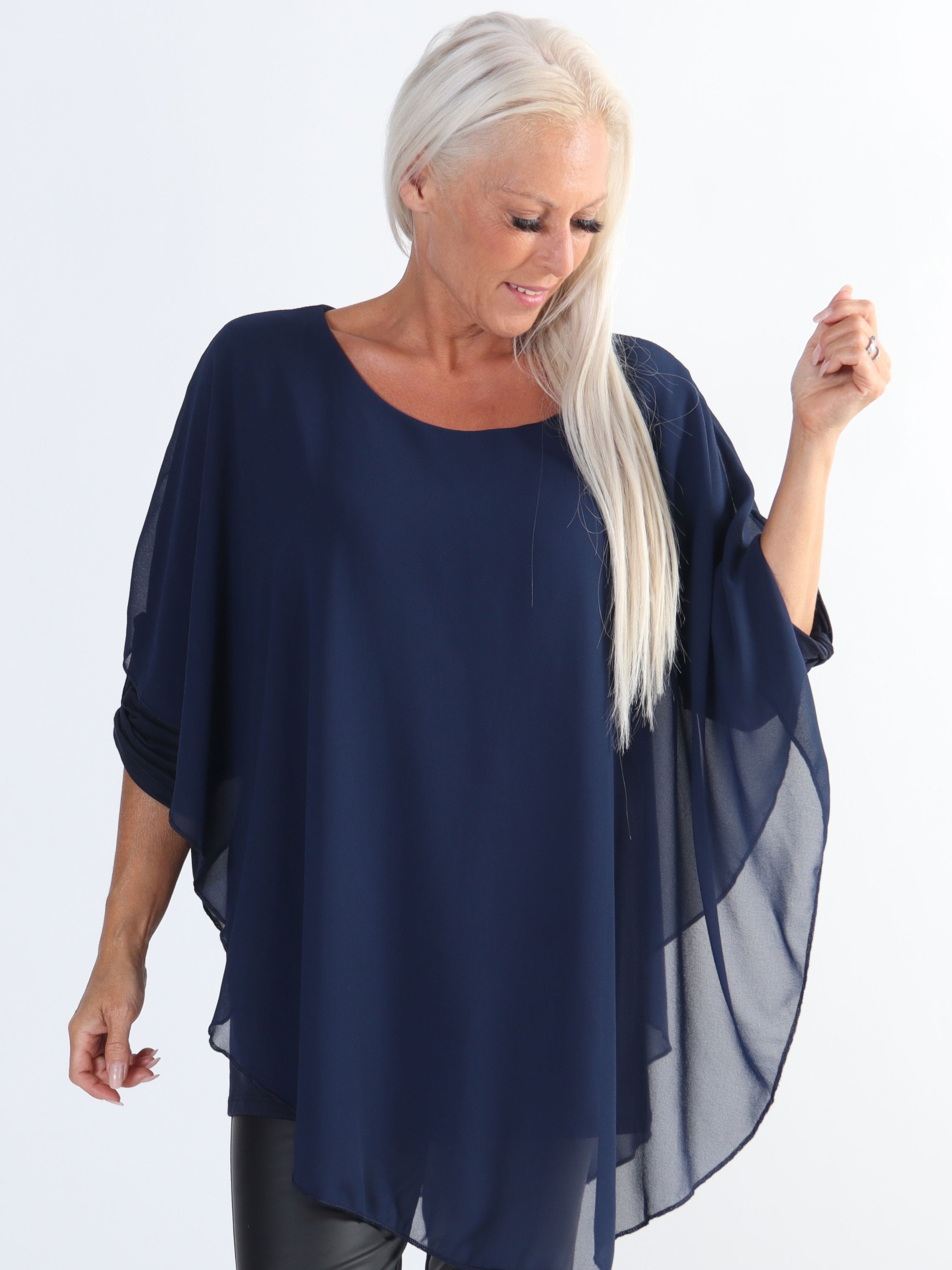 Kenya Shirt - Plus size tunika med chiffonlag
